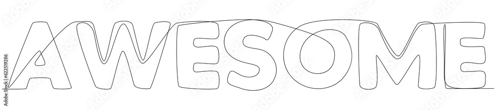One continuous line of Awesome word. Thin Line Illustration vector concept. Contour Drawing Creative ideas. One continuous line of Awesome word. Thin Line Illustration vector concept. Contour Drawing Creative ideas.