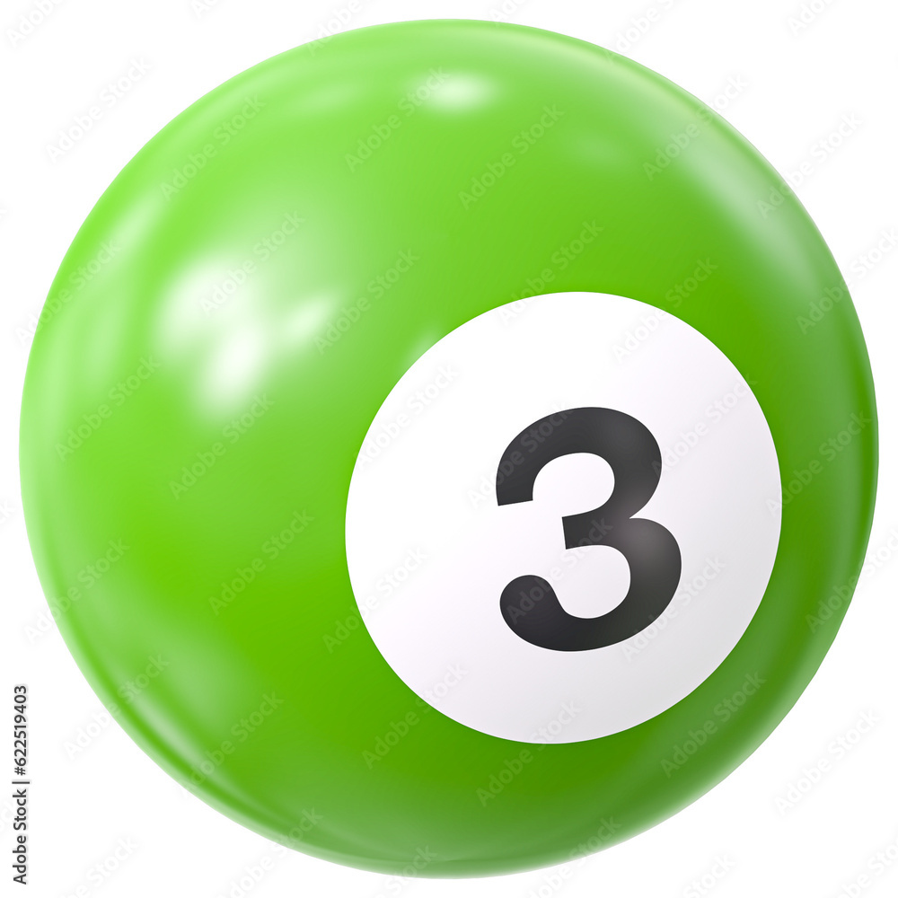 Ball Number 3 Green 3D Ball Number 3 Green 3D