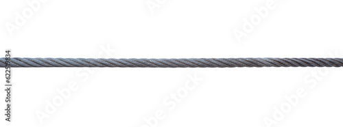 Steel wire rope isolated on white background photo