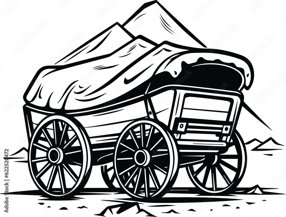 Covered Wagon Logo Monochrome Design Style Stock Vector Adobe Stock
