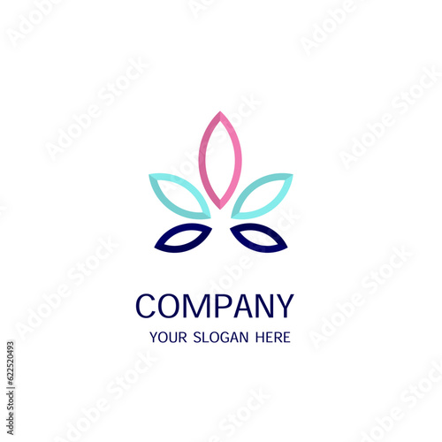 Leaf monoline company logo vector template