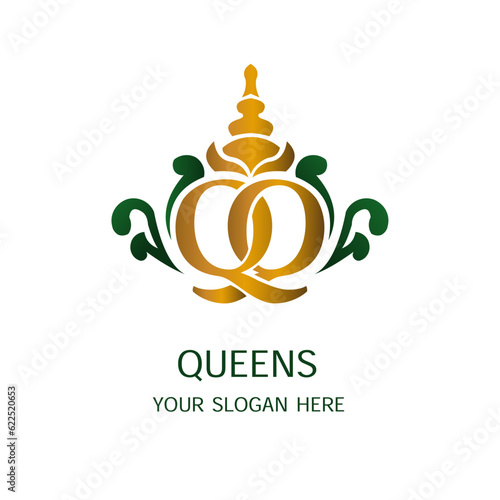Queen alphabet Ornament Company Logo Vector Template