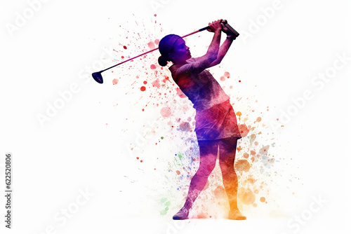 illustration of a woman playing golf vector
