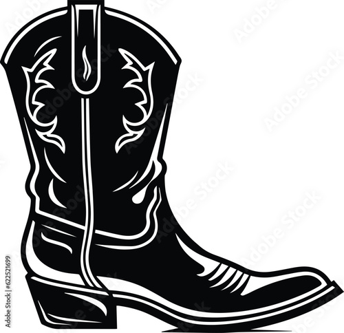 Cowboy Boot Logo Monochrome Design Style