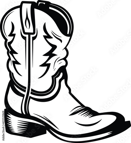 Cowboy Boot Logo Monochrome Design Style