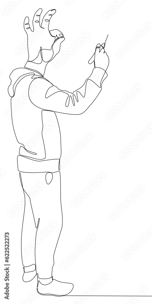 Abstract one continuous line of Man with hand as head pointing. Thin Line Illustration vector concept. Contour Drawing Creative ideas. Abstract one continuous line of Man with hand as head pointing. Thin Line Illustration vector concept. Contour Drawing Creative ideas.