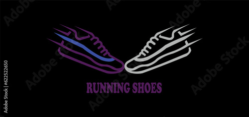 Vector sports shoes with colored outlines