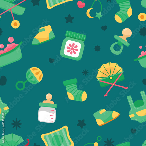 Cute Baby Equipment Seamless Pattern