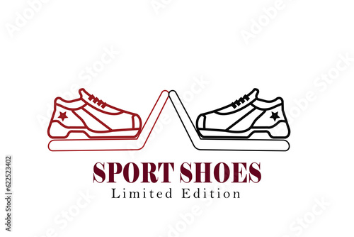 Vector sports shoes with colored outlines