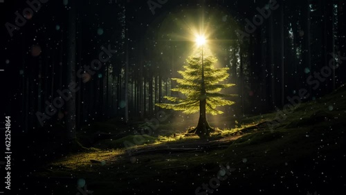 Dark Woods Monarch: Nature's Art - Striking image of a magnificent tree in the heart of the Black Forest. Ideal for eco-tourism, nature study, and woodland-themed projects. Reworked generative AI.