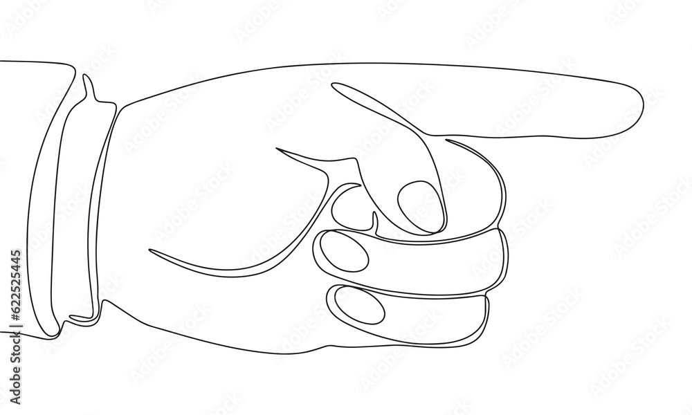 One line continuous forefinger. Business concept banner in line art hand drawing style. Outline vector illustration. One line continuous forefinger. Business concept banner in line art hand drawing style. Outline vector illustration.