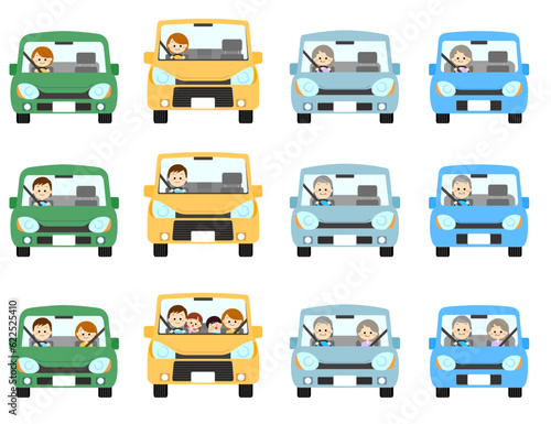 車を運転する人物セット