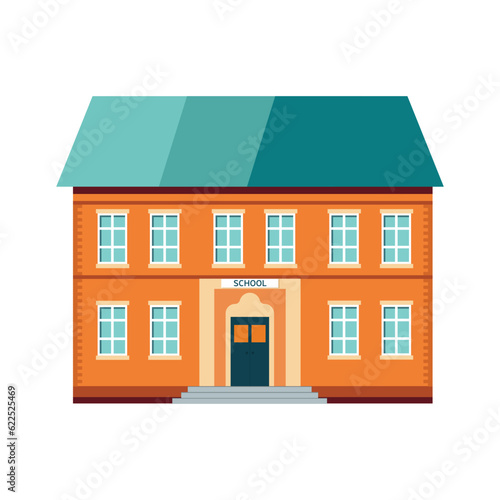 School building cartoon. Vector illustration isolated on white background.
