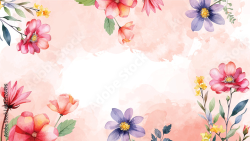 Abstract floral art vector background. Hand drawn flowers line art botanical watercolor. Use by Template design, invitation card, banner, print, greeting card, poster, wallpaper, cover decoration.	