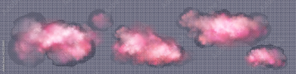 Pink candy cotton cloud isolated fantasy vector. Fluffy sunset ...