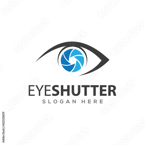 Eye logo design concept. Camera photography with eye logo, icon, and design template.