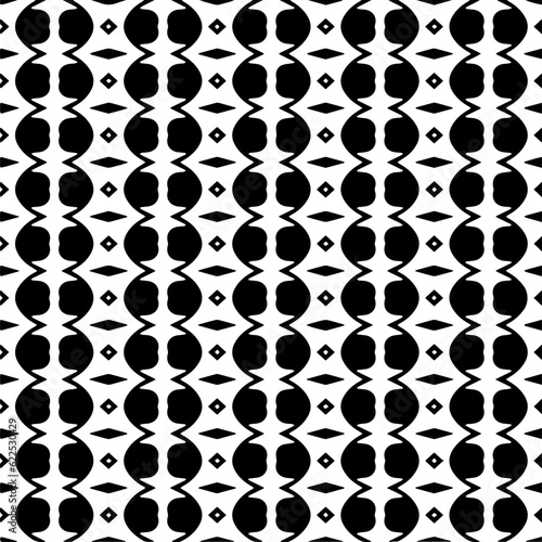 Vector pattern in geometric ornamental style. Black and white color.Seamless repeat pattern.Simple geo all over print block for apparel textile  ladies dress  fashion garment  digital wall paper.