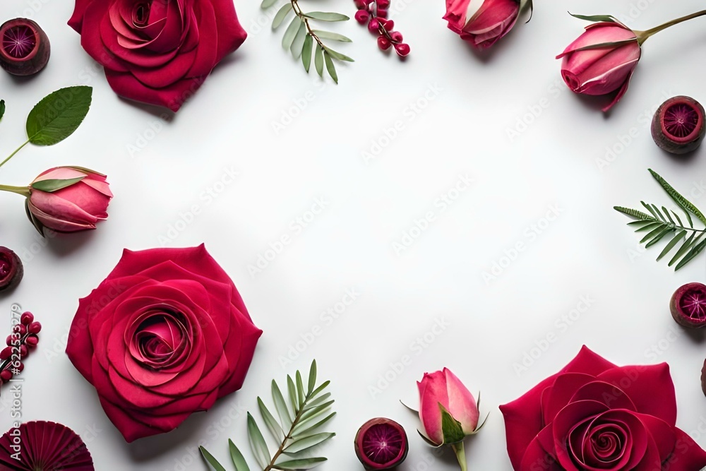 red roses frame wallpaper and background generated by AI