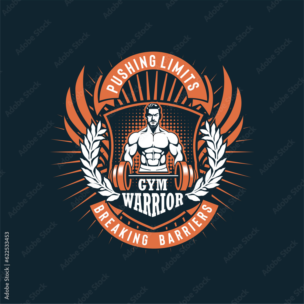 Vector Gym Warrior Breaking Barriers Emblem Logo Template Vector Gym Warrior Breaking Barriers Emblem Logo Template
