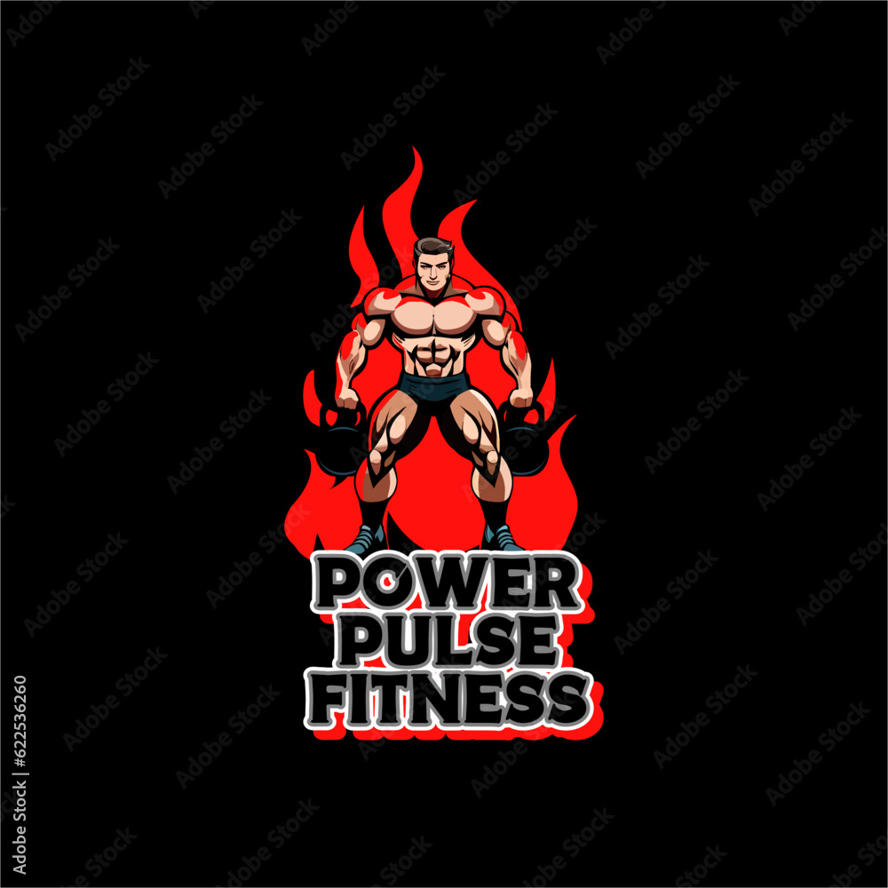 Vector Power Pulse Fitness Logo T Shirt Design Template