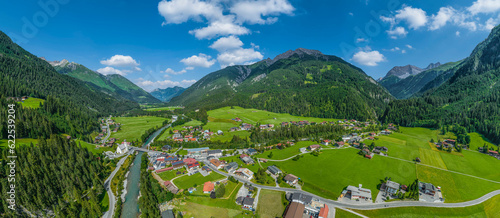 Auslick auf Bach im Tiroler Lechtal im Sommer photo