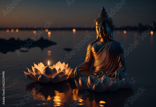 Buddha Purnima Vesak day background  AI generated