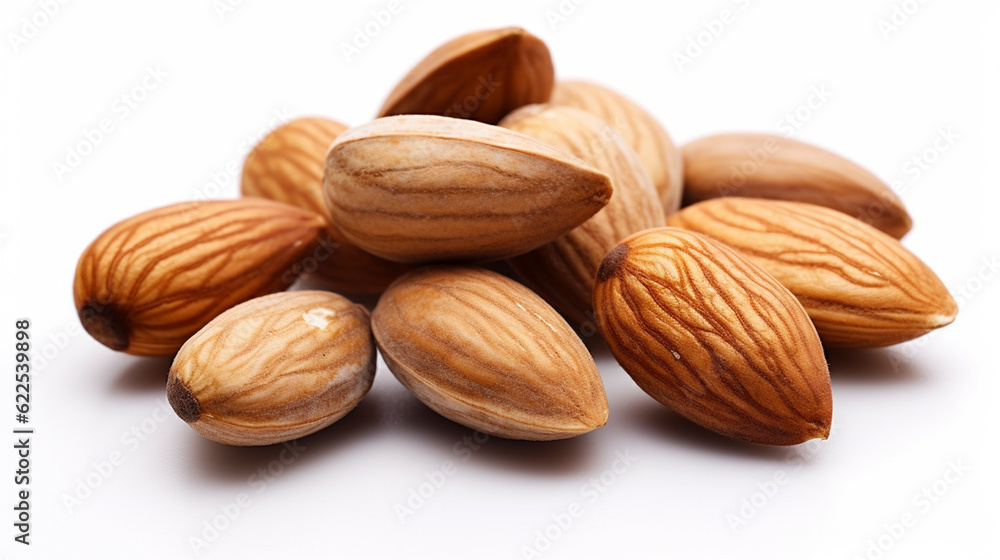 Some almond nuts isolated on white background Some almond nuts isolated on white background
