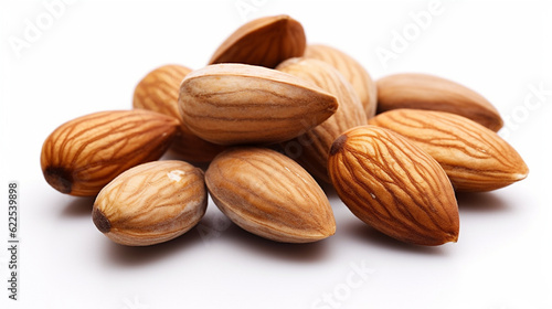Some almond nuts isolated on white background