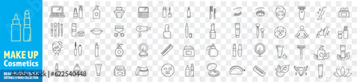 Cosmetics makeup beauty illustration icon collection vector set. 