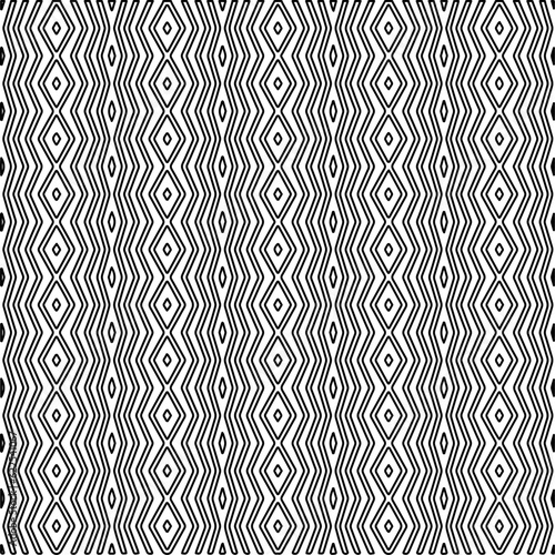 Texture with figures from lines. Black and white pattern for web page, textures, card, poster, fabric, textile. Monochrome graphic repeating design. 