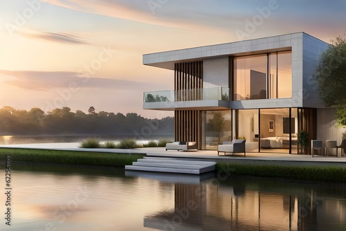 modern house on the river