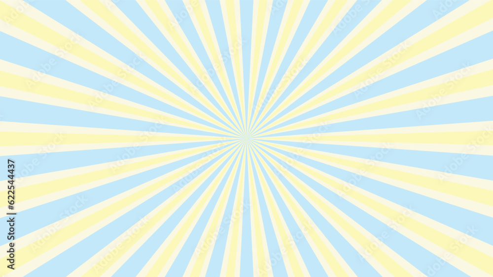 Fototapeta premium abstract sunburst blue and yellow pattern background for modern graphic design element. shining ray cartoon with colorful for website banner wallpaper and poster card decoration
