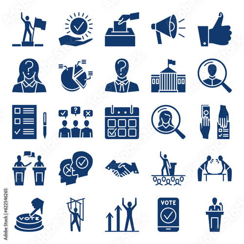 Politics icon set in glyph style