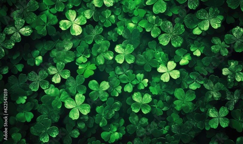 The St. Patrick's Day lucky four-leaf clover background was the perfect backdrop for festive photos. Creating using generative AI tools