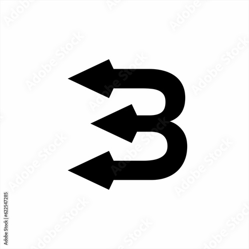Letter B vector logo design with arrow as spear symbol.