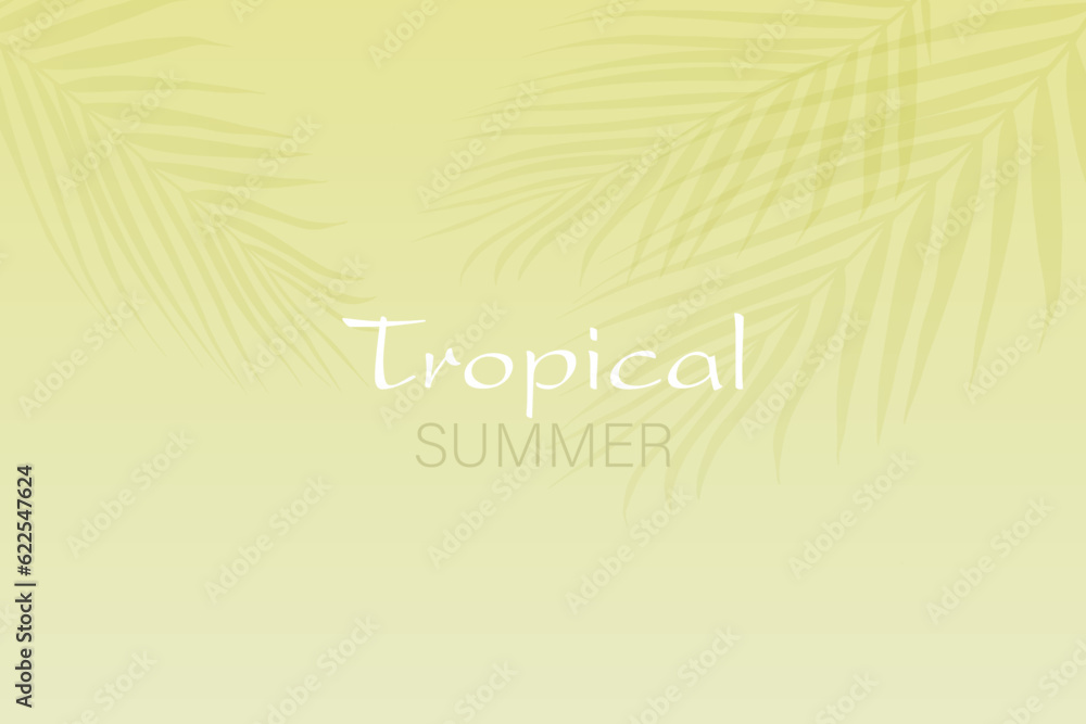 summer background with palm trees, vector tropical shadow overlay