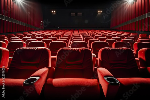 Movie Theater with empty seats and projector.