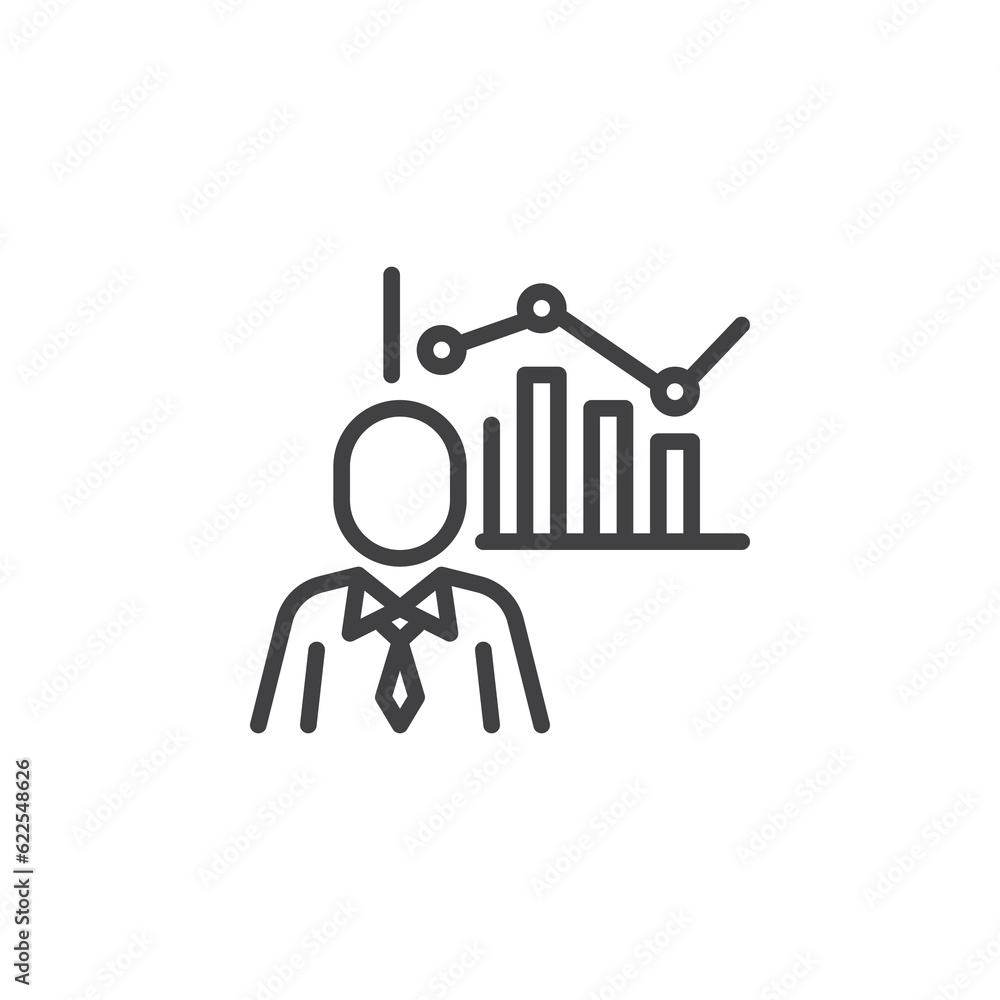Business presentation graph line icon Business presentation graph line icon