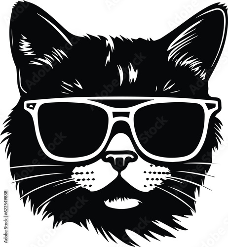 Cat In Sunglasses Logo Monochrome Design Style © FileSource