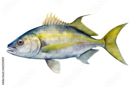 watercolour snapper fish on white background