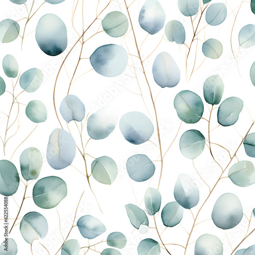 watercolour eucalyptus branches pattern isolated on white perfect for wrappers  wallpapers  postcards  greeting cards  wedding invitations  romantic events