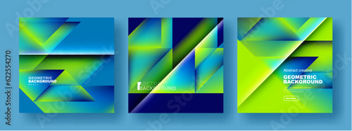 Set of abstract backgrounds - overlapping triangles with fluid gradients design. Collection of covers, templates, flyers, placards, brochures, banners