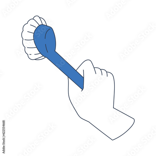 Cleaning Service with Hand Hold Brush for Cleanup Vector Illustration