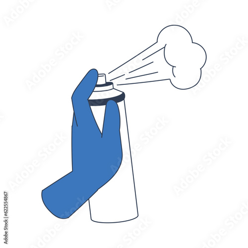 Cleaning Service with Hand Hold Spray for Cleanup Vector Illustration