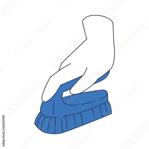 Cleaning Service with Hand Hold Brush for Cleanup Vector Illustration
