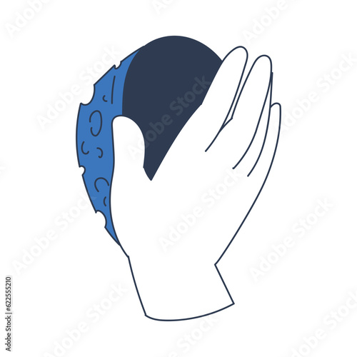 Cleaning Service with Hand Hold Sponge for Cleanup Vector Illustration