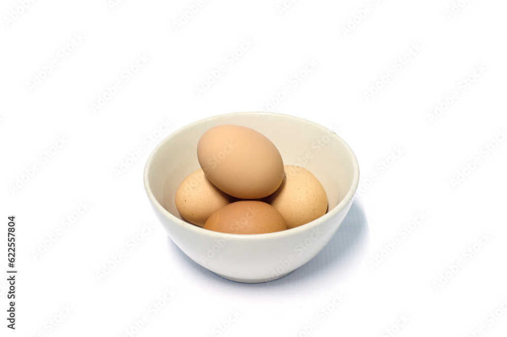 Four egg in the cup with white background. Four egg in the cup with white background.