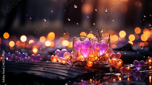 Radiant Romance  A Mesmerizing Bokeh of Colorful Hearts for Valentine s Day