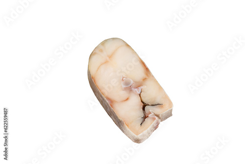 Pike perch fish steak isolated on white background with clipping path. Full Depth of field. Focus stacking. PNG