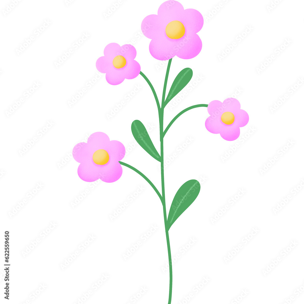 Naklejka premium Pink flower illustration.